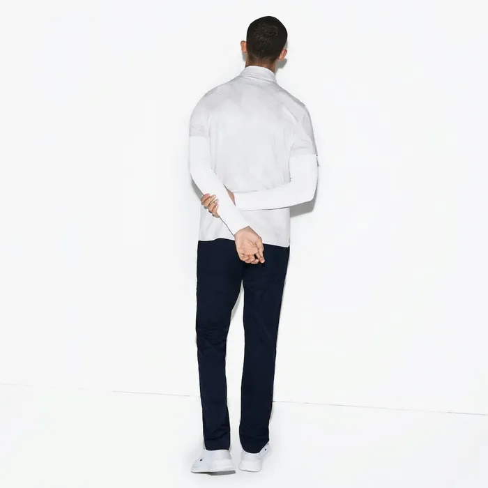 SPORT Technical Stretch Jersey Golf Polo Light GreyWhite Mens Lacoste Polos Online Outlet Store
