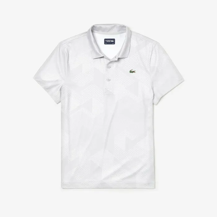 SPORT Technical Stretch Jersey Golf Polo Light GreyWhite Mens Lacoste Polos Online Outlet Store