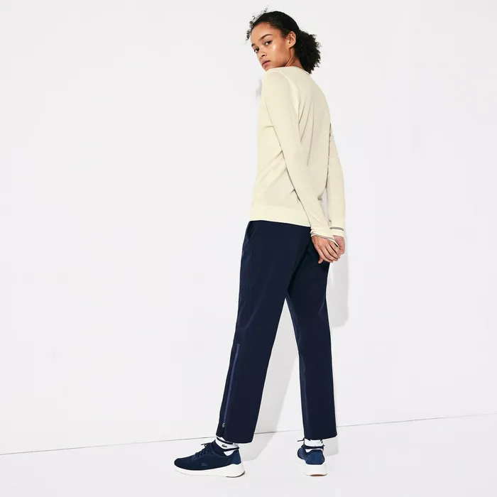 SPORT Technical Wool Blend Golf Sweater WhiteNavy BlueRed Womens Lacoste Sweaters and Sweatshirts Gift Ideas