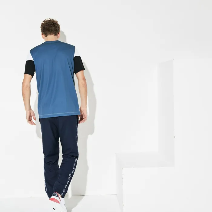 SPORT Technnical Piqu Tshirt BlueWhiteBlack Mens Lacoste TShirts For Sale