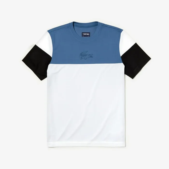 SPORT Technnical Piqu Tshirt BlueWhiteBlack Mens Lacoste TShirts For Sale