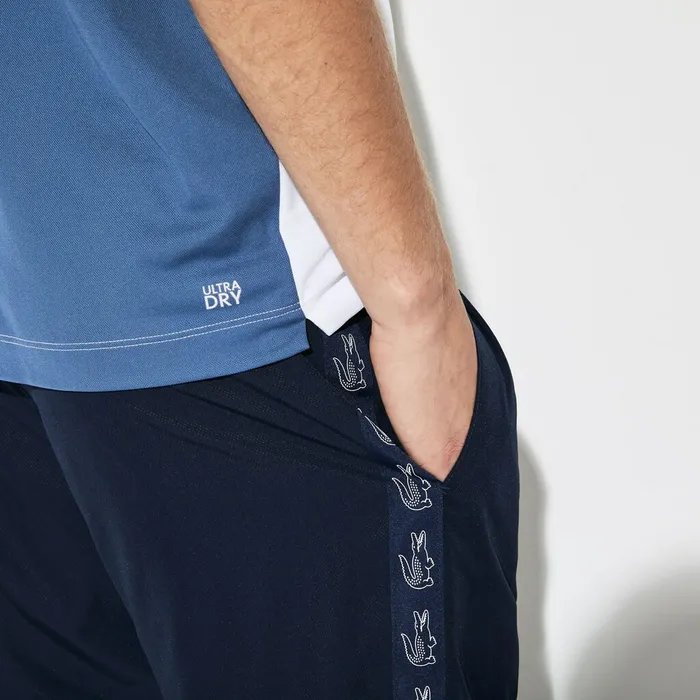 SPORT Technnical Piqu Tshirt BlueWhiteBlack Mens Lacoste TShirts For Sale
