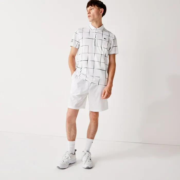 SPORT Tennis Stretch Shorts White Mens Lacoste Pants and Shorts Popular