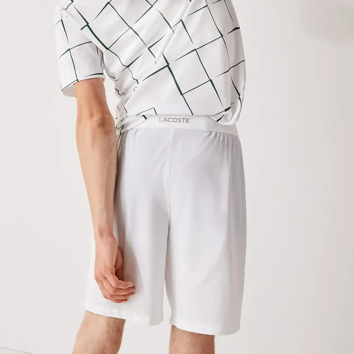 SPORT Tennis Stretch Shorts White Mens Lacoste Pants and Shorts Popular