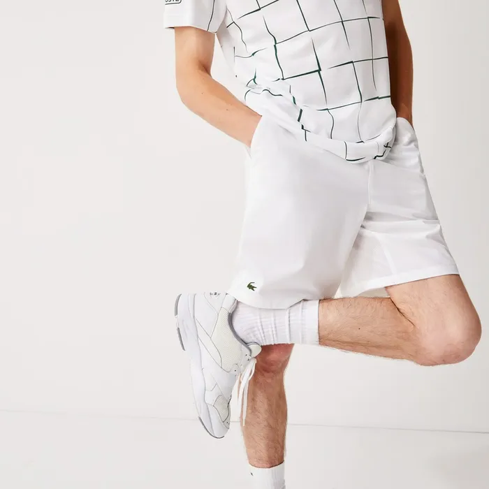 SPORT Tennis Stretch Shorts White Mens Lacoste Pants and Shorts Popular