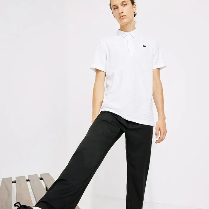 SPORT Textured Breathable Golf Polo Shirt White Mens Lacoste Polos Shop Online