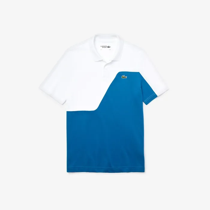 SPORT TwoTone Breathable Piqu Golf Polo Shirt BlueWhite Mens Lacoste Polos Online