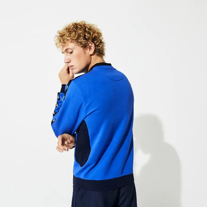SPORT TwoTone Fleece Crew Neck Sweatshirt BlueNavy Blue Mens Lacoste Sweatshirts Popular