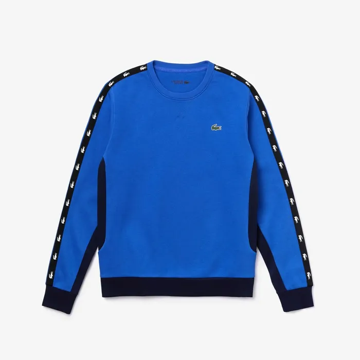 SPORT TwoTone Fleece Crew Neck Sweatshirt BlueNavy Blue Mens Lacoste Sweatshirts Popular