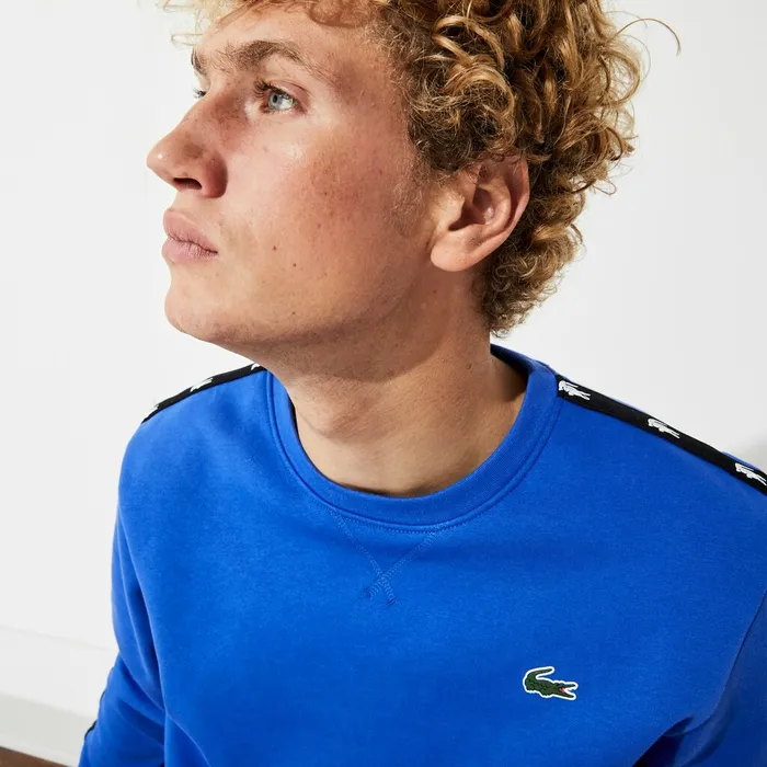 SPORT TwoTone Fleece Crew Neck Sweatshirt BlueNavy Blue Mens Lacoste Sweatshirts Popular