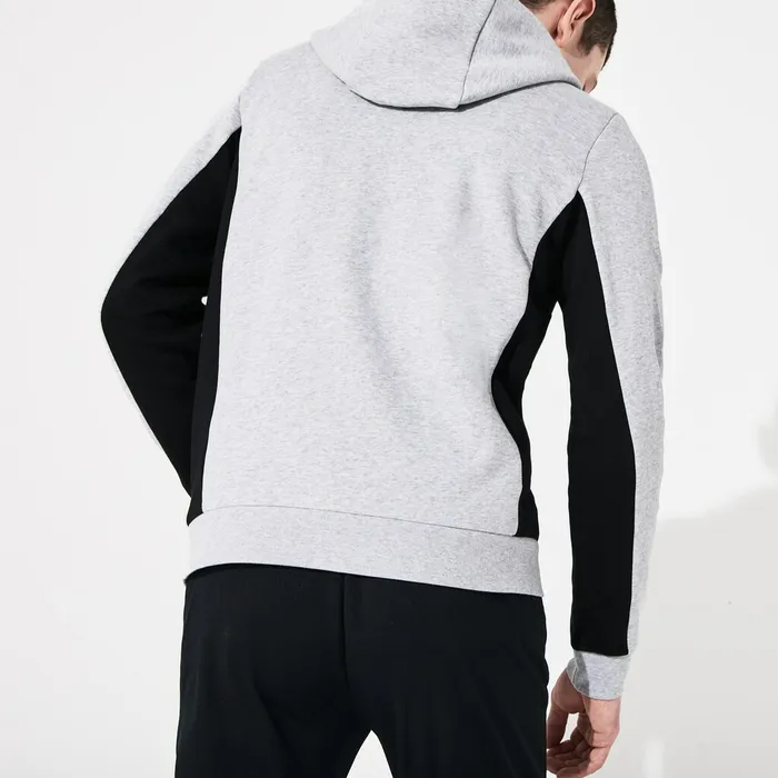 SPORT TwoTone Fleece Hoody Sweatshirt Grey ChineBlack Mens Lacoste Sweatshirts On Sale
