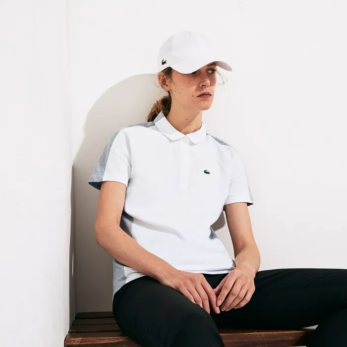 SPORT TwoTone Stretch Cotton Piqu Golf Polo Shirt WhiteGrey Chine Womens Lacoste Polos Cheap On Sale SPORT TwoTone Stretch Cotton Piqu Golf Polo Shirt WhiteGrey Chine Womens Lacoste Polos Cheap On Sale