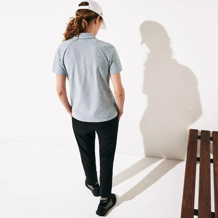 SPORT TwoTone Stretch Cotton Piqu Golf Polo Shirt WhiteGrey Chine Womens Lacoste Polos Cheap On Sale