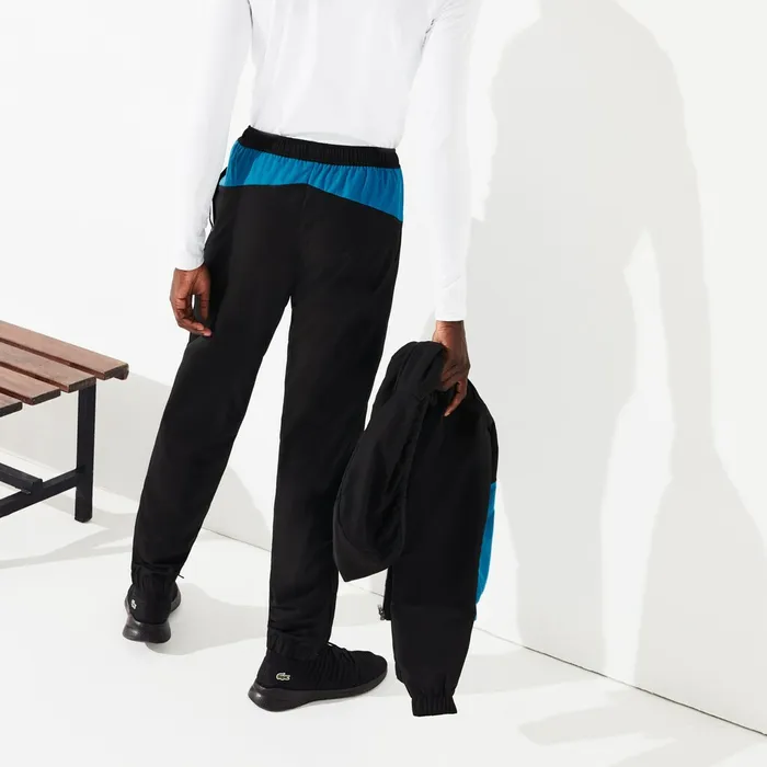 SPORT TwoTone Tennis Track Suit BlackBlueWhite Mens Lacoste Pants and Shorts Casaul