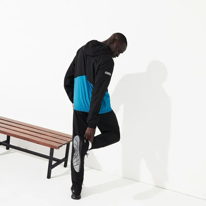 SPORT TwoTone Tennis Track Suit BlackBlueWhite Mens Lacoste Tracksuits Popular
