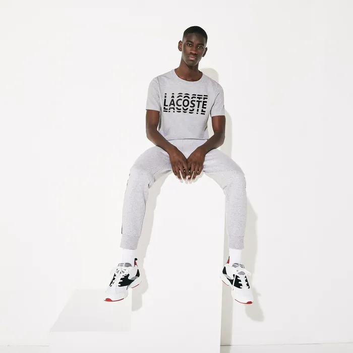 SPORT Ultra Dry Crew Neck Cotton Tshirt Grey ChineBlack Mens Lacoste TShirts Shop