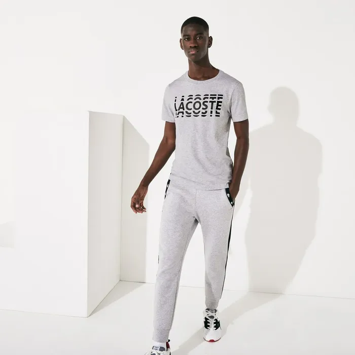 SPORT Ultra Dry Crew Neck Cotton Tshirt Grey ChineBlack Mens Lacoste TShirts Shop
