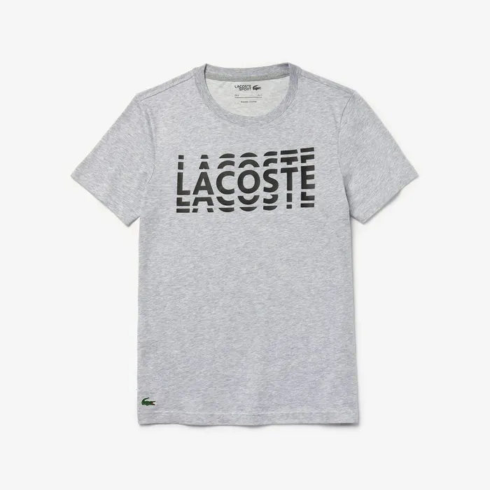 SPORT Ultra Dry Crew Neck Cotton Tshirt Grey ChineBlack Mens Lacoste TShirts Shop