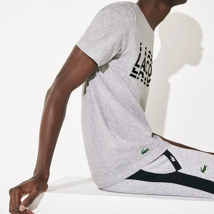 SPORT Ultra Dry Crew Neck Cotton Tshirt Grey ChineBlack Mens Lacoste TShirts Shop