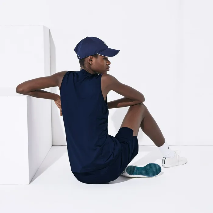 SPORT Ultra Dry Geometric Print Performance Polo Navy BlueTurquoiseBlueWhite Womens Lacoste Polos On Sale