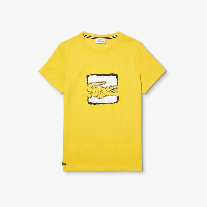 SPORT UltraDry Graphic Tee YellowBlackWhite Mens Lacoste TShirts Store