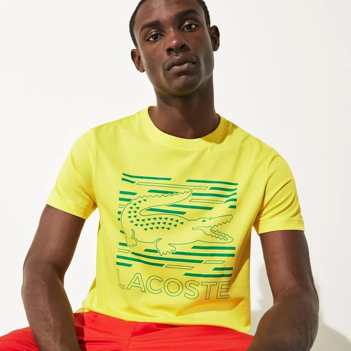 SPORT UltraDry Graphic Tee YellowTurquoise Mens Lacoste TShirts For Sale Online