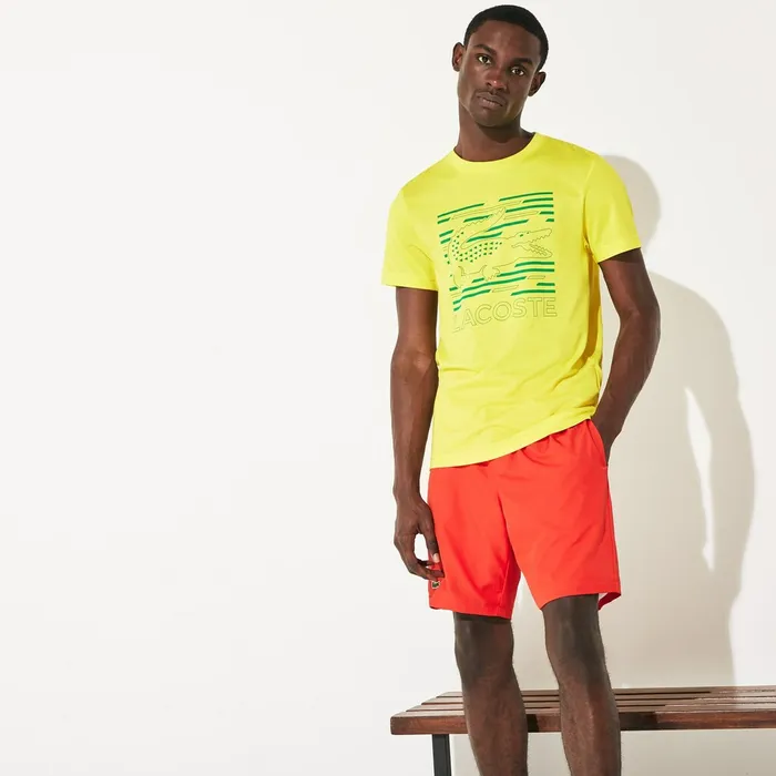 SPORT UltraDry Graphic Tee YellowTurquoise Mens Lacoste TShirts For Sale Online