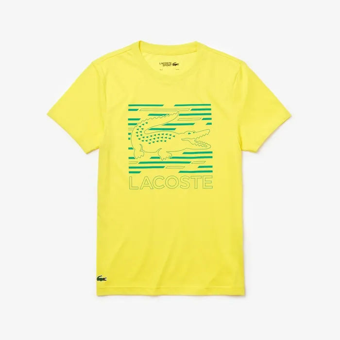 SPORT UltraDry Graphic Tee YellowTurquoise Mens Lacoste TShirts For Sale Online