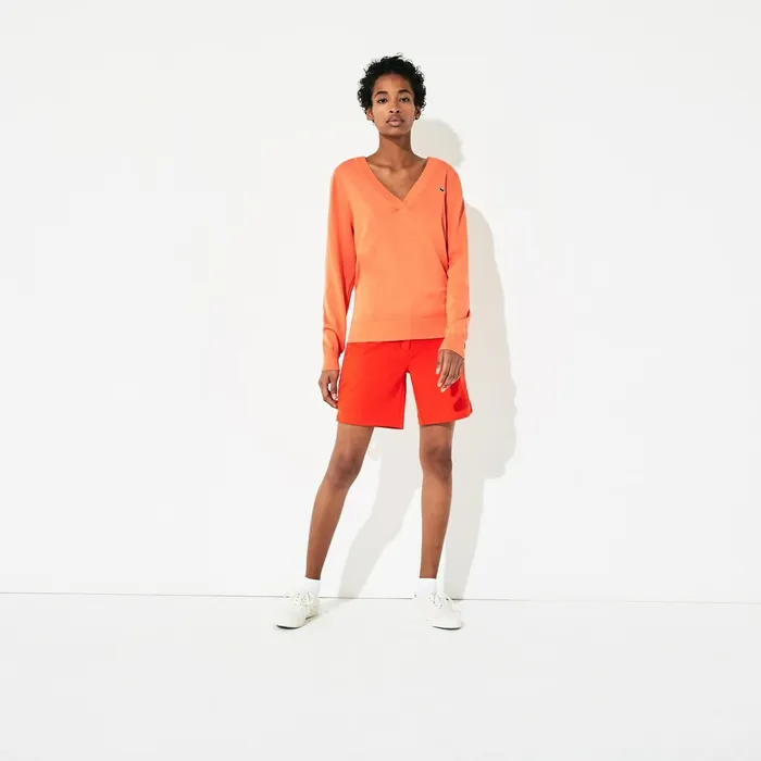 SPORT Vneck Sweater Orange Womens Lacoste Sweaters and Sweatshirts For Sale Online