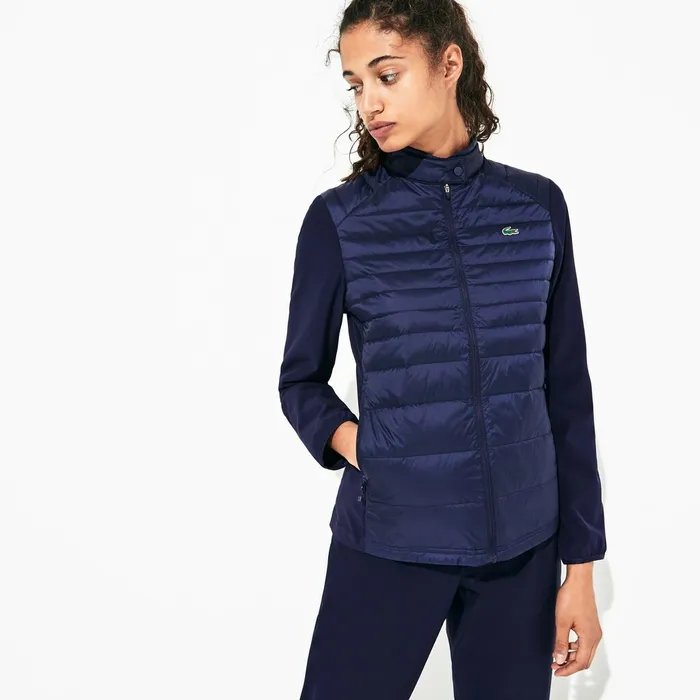 SPORT WaterResistant DownFilled Puffer Jacket Navy Blue Womens Lacoste Jackets and Coats For Sale