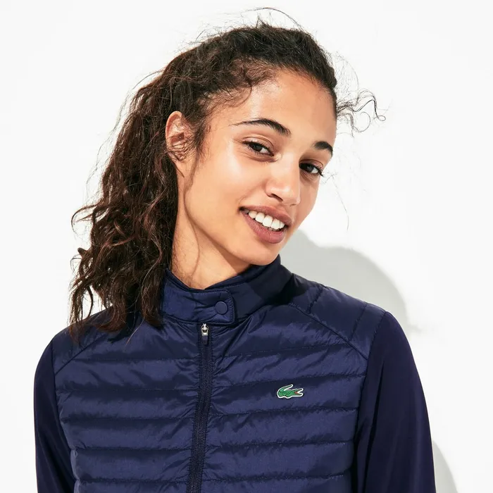 SPORT WaterResistant DownFilled Puffer Jacket Navy Blue Womens Lacoste Jackets and Coats For Sale