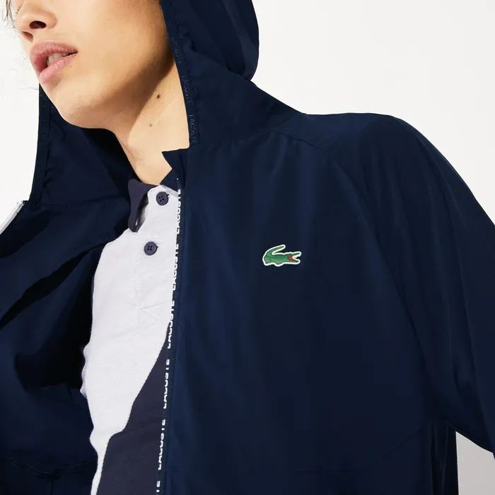 SPORT WaterResistant Foldable UltraLight Zip Golf Jacket Navy BlueRed Mens Lacoste Jackets and Coats Near Me