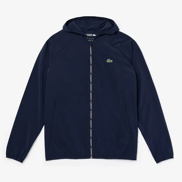 SPORT WaterResistant Foldable UltraLight Zip Golf Jacket Navy BlueRed Mens Lacoste Jackets and Coats Near Me