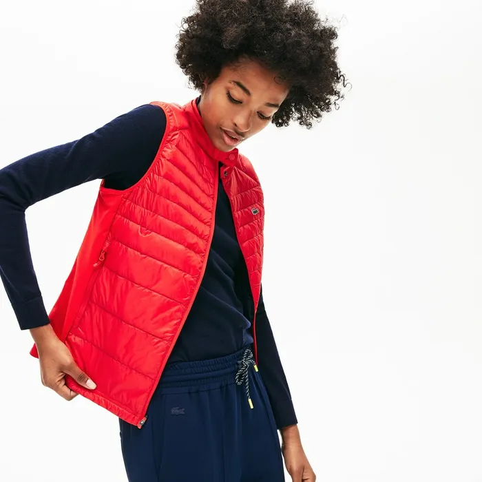 SPORT WaterResistant Quilted Technical Golf Vest RedNavy Blue Womens Lacoste Jackets and Coats USA SPORT WaterResistant Quilted Technical Golf Vest RedNavy Blue Womens Lacoste Jackets and Coats USA