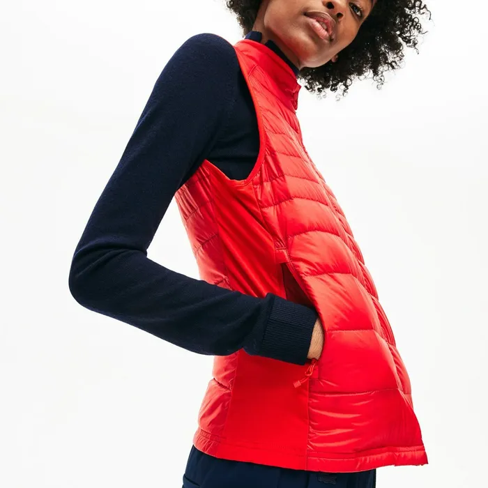 SPORT WaterResistant Quilted Technical Golf Vest RedNavy Blue Womens Lacoste Jackets and Coats USA
