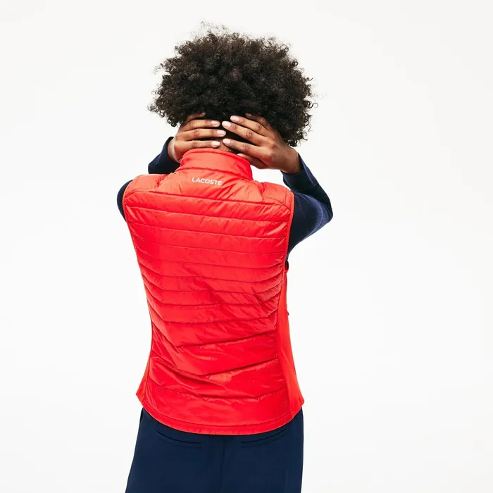 SPORT WaterResistant Quilted Technical Golf Vest RedNavy Blue Womens Lacoste Jackets and Coats USA