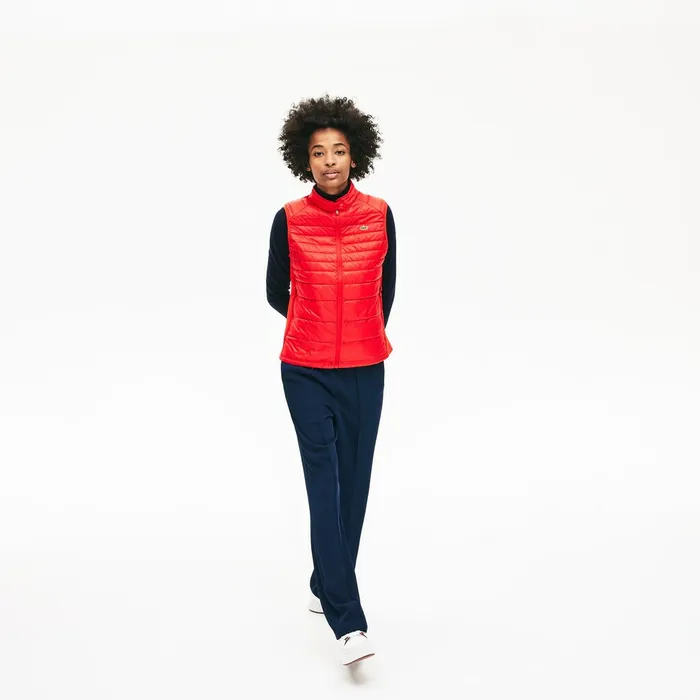 SPORT WaterResistant Quilted Technical Golf Vest RedNavy Blue Womens Lacoste Jackets and Coats USA