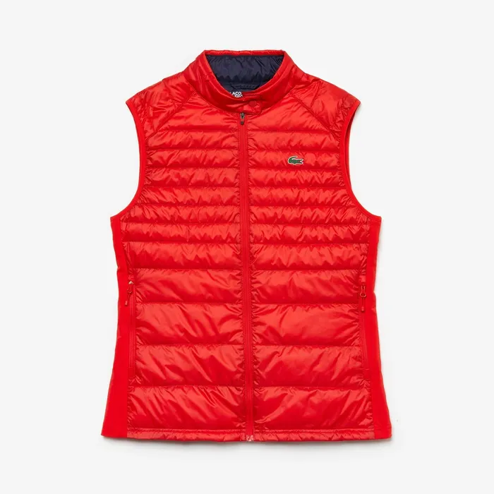 SPORT WaterResistant Quilted Technical Golf Vest RedNavy Blue Womens Lacoste Jackets and Coats USA