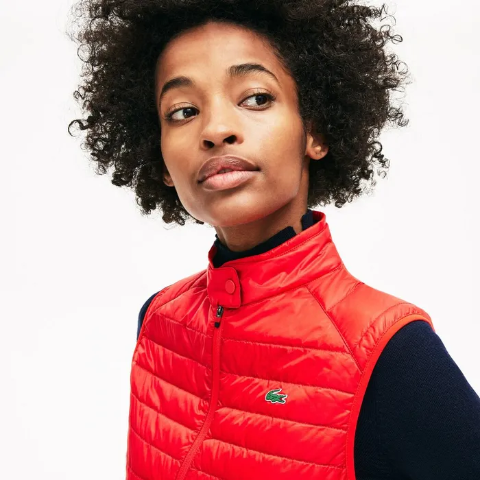 SPORT WaterResistant Quilted Technical Golf Vest RedNavy Blue Womens Lacoste Jackets and Coats USA