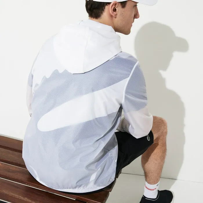 SPORT WaterResistant Windbreaker WhiteBlack Mens Lacoste Jackets and Coats Outlet Factory
