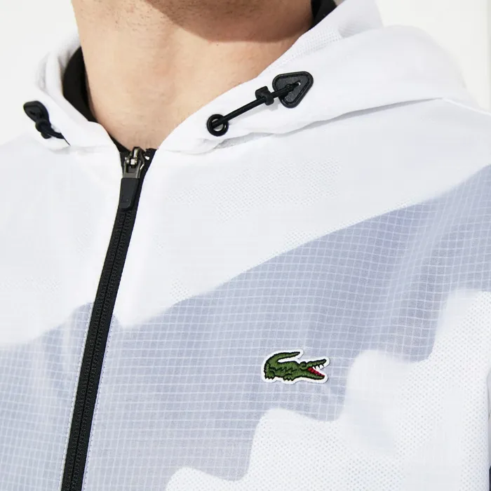 SPORT WaterResistant Windbreaker WhiteBlack Mens Lacoste Jackets and Coats Outlet Factory