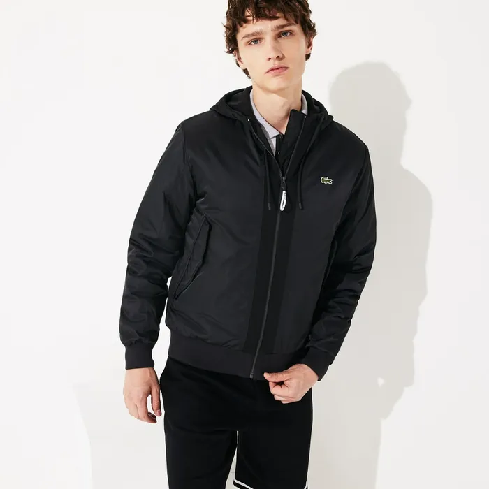 SPORT WaterResistant Zip Jacket Black Mens Lacoste Jackets and Coats Gift 4 You