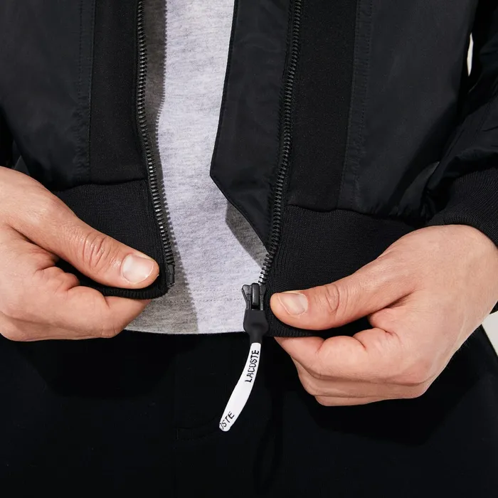 SPORT WaterResistant Zip Jacket Black Mens Lacoste Jackets and Coats Gift 4 You