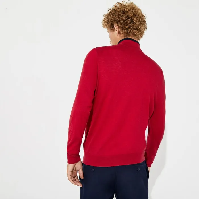 SPORT ZipUp Technical Wool Sweater RedNavy Blue Mens Lacoste Sweaters For Sale