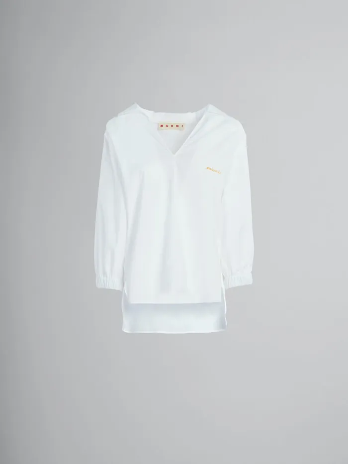 Squareneck Top In White Organic Poplin Women Marni Tops and TShirts