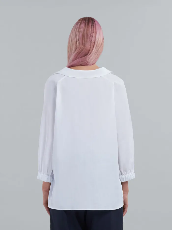 Squareneck Top In White Organic Poplin Women Marni Tops and TShirts