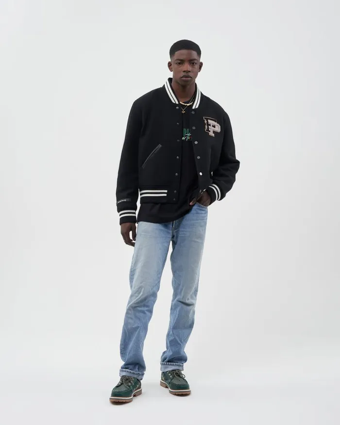 SS22 Varsity Jacket Black WomenMen Filling Pieces Coats and Jackets