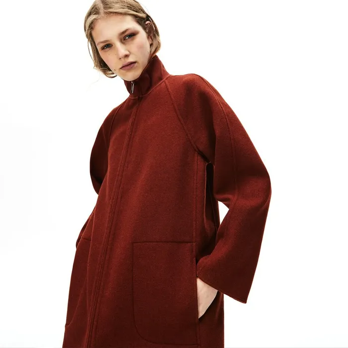 Standup Collar WoolBlend Zip Coat Brown Womens Lacoste Jackets and Coats Shop Online Standup Collar WoolBlend Zip Coat Brown Womens Lacoste Jackets and Coats Shop Online