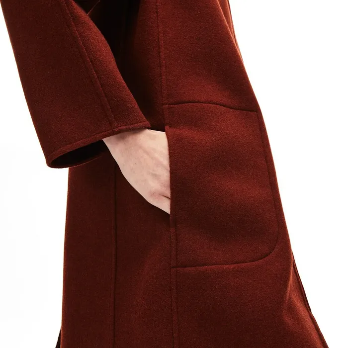 Standup Collar WoolBlend Zip Coat Brown Womens Lacoste Jackets and Coats Shop Online