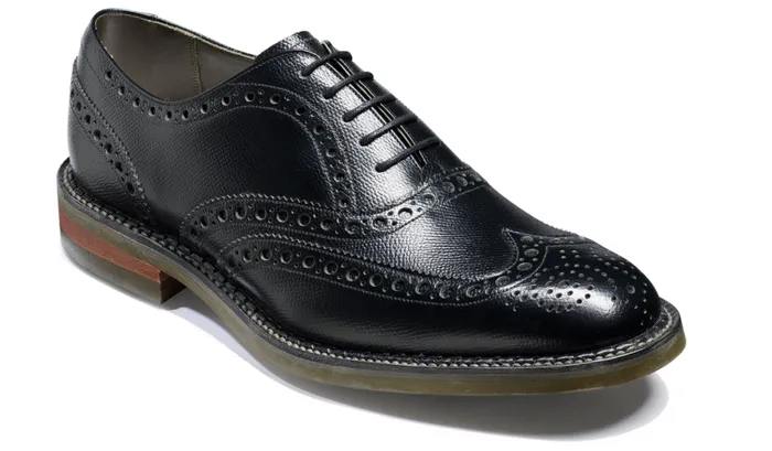 Station 8211 Black Alpine Grain Mens Barker Shoes Brogues